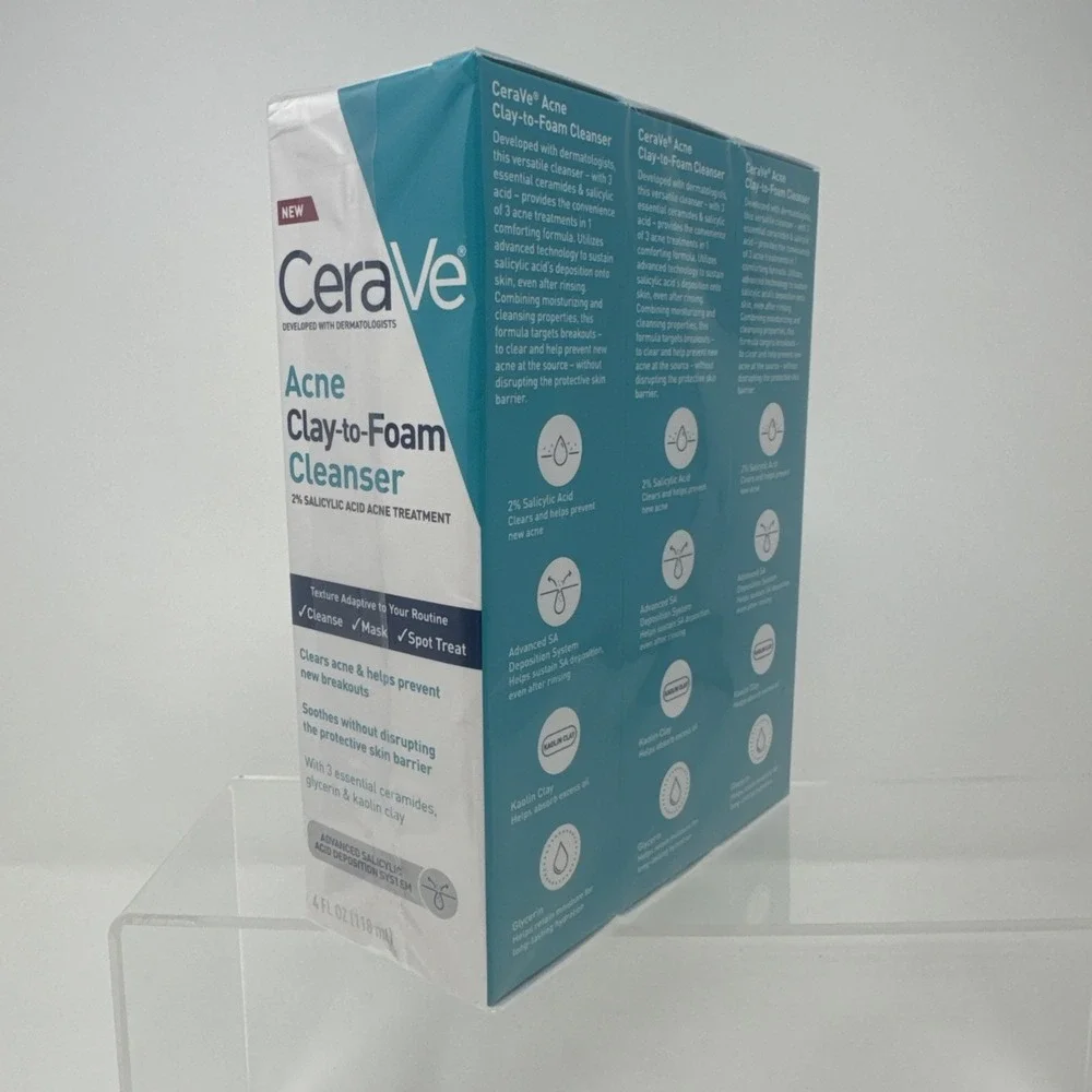 3 - CeraVe Acne Clay to Foam Cleanser with Glycerin and Kaolin Clay 4 fl Oz